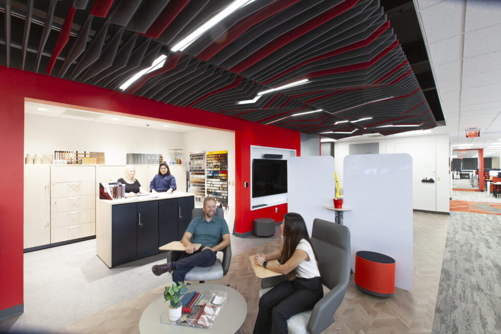 San Antonio office collaboration area, interior design library